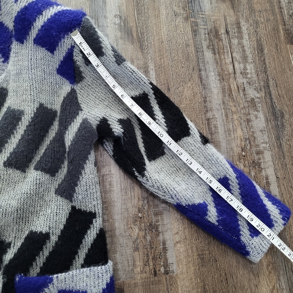 Vintage 1980s Mohair Blend Oversized Thick Fuzzy Blazer Style Cardigan Sweater - Picture 9 of 12